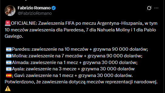 OLBRZYMIE kary dla Argentyńczyków po finale MŚ!