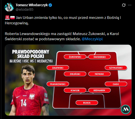 Tomasz Włodarczyk ujawnia XI POLSKI na mecz z Bośnią!