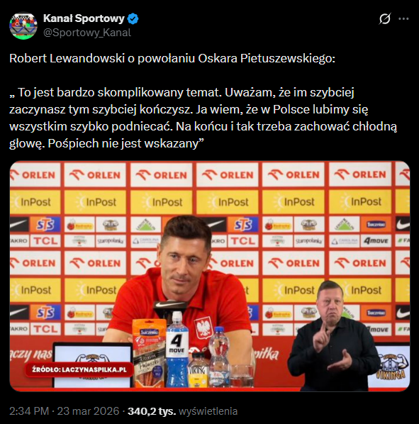 Robert Lewandowski nt. powołania Oskara Pietuszewskiego!