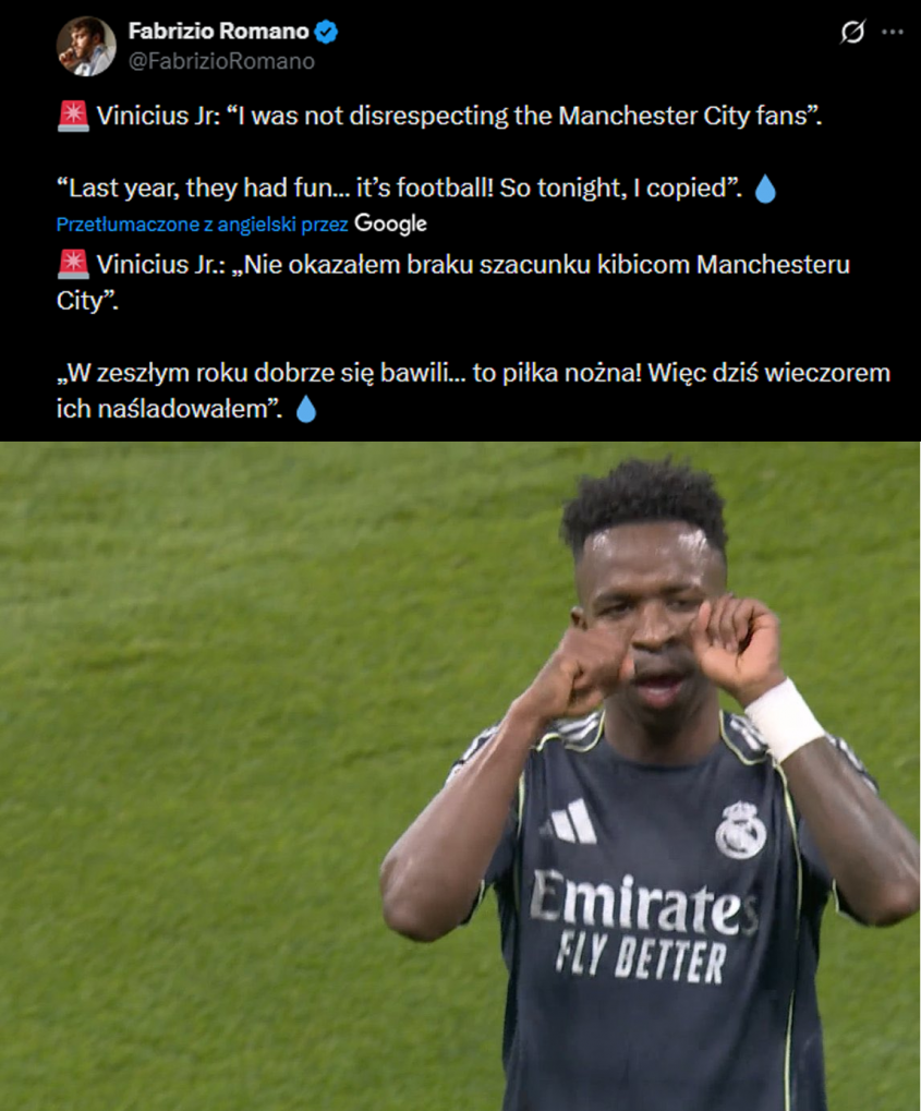 Vinicius ZABRAŁ GŁOS ws. swojej cieszynki z Man City!