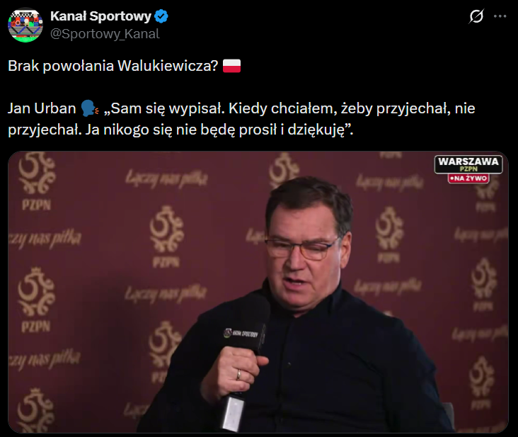 Jan Urban STANOWCZO o braku powołania! ''Sam się wypisał''