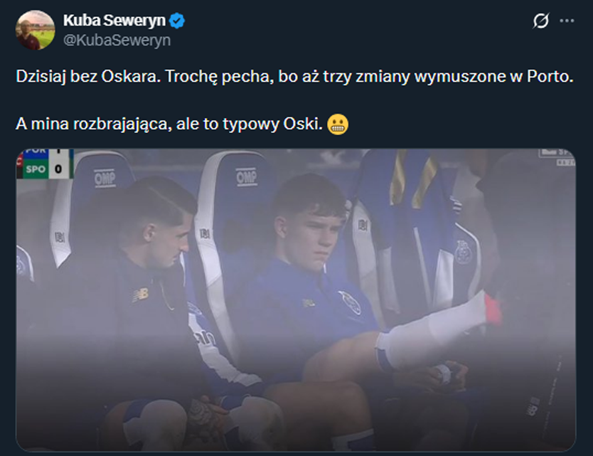 MINA Oskara Pietuszewskiego na ławce Porto...