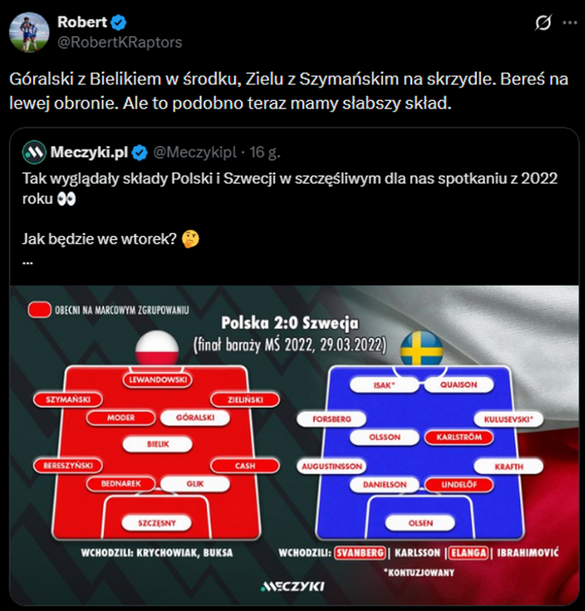 SKŁADY z pamiętnego meczu ze Szwecją o awans na Mundial w 2022 roku!