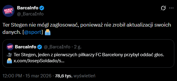 DLATEGO Ter Stegen nie mógł zagłosować na prezydenta Barcelony xD