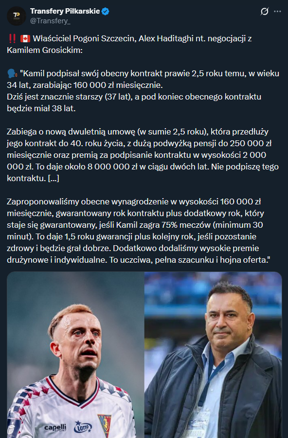 Alex Haditaghi UJAWNIŁ zarobki Kamila Grosickiego i jego aktualne oczekiwania!