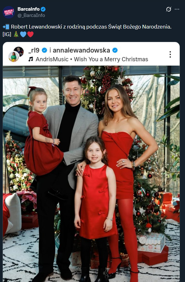 Świąteczne zdjęcie Roberta Lewandowskiego z rodziną!