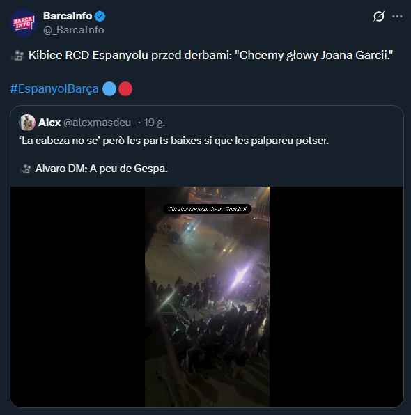 OKRZYKI kibiców Espanyolu w stronę Joana Garcii przed meczem...