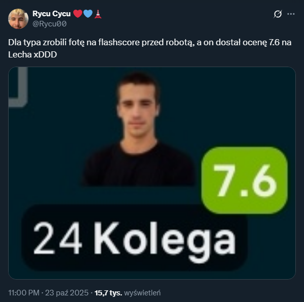 TAKIE ZDJĘCIE na flashscore ma piłkarz Lincoln Red Imps... xD