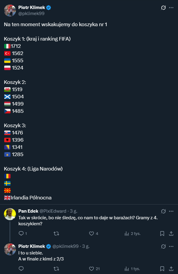 Najnowsze wyliczenia ws. baraży! Oto podział na koszyki!