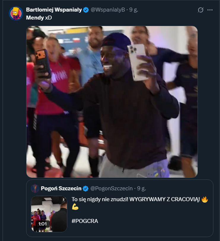 Benjamin Mendy w szatni Pogoni Szczecin po wygranym meczu... xD