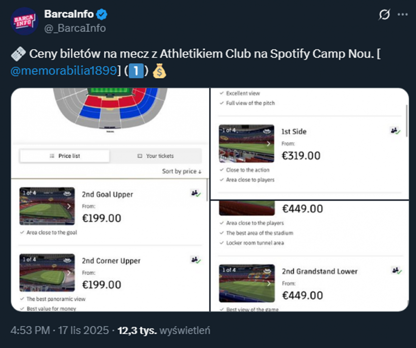 Ceny biletów na pierwszy mecz Barcelony na Spotify Camp Nou!