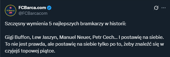 Szczęsny wymienia TOP 5 bramkarzy w historii! Zaskoczył... xD