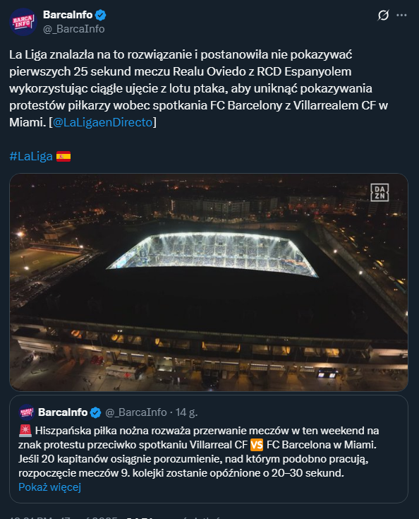 DLATEGO LaLiga nie będzie pokazywać pierwszych 25 sekund meczów...
