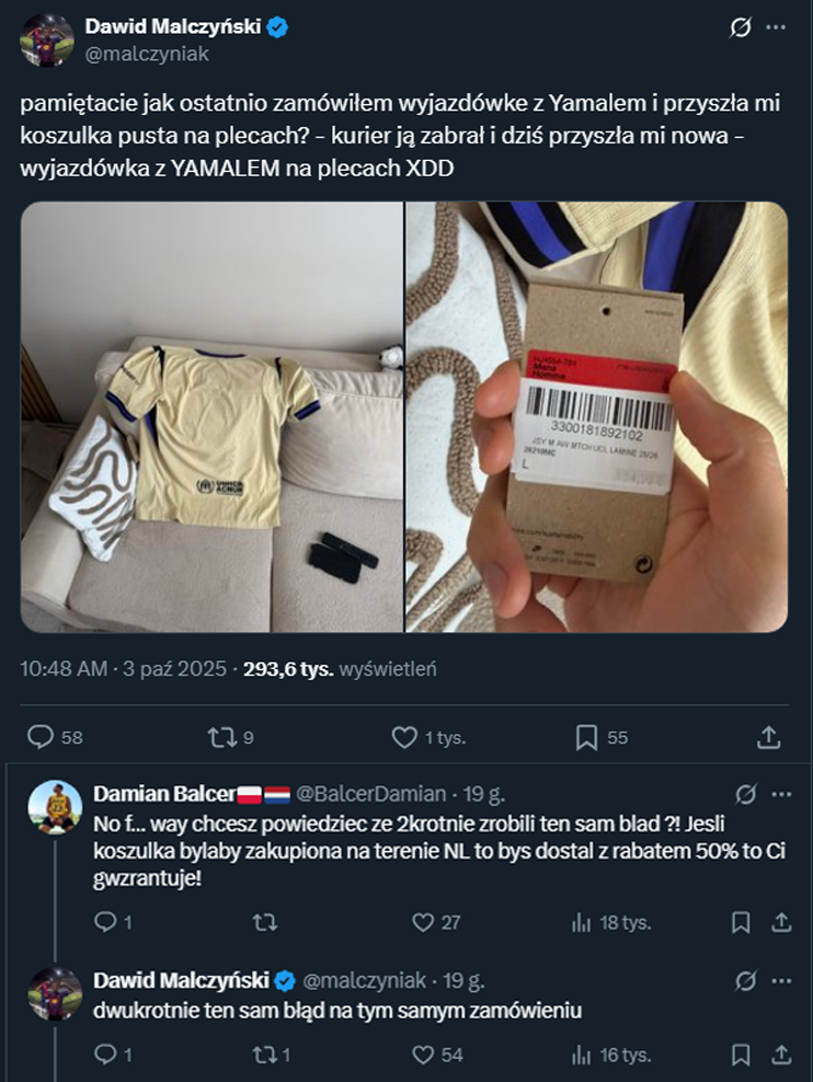 Kibic zamówił koszulkę Yamala z oficjalnego sklepu Barcelony i dostał to... xD