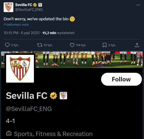 Tak wygląda opis na oficjalnym koncie Sevilli... :D