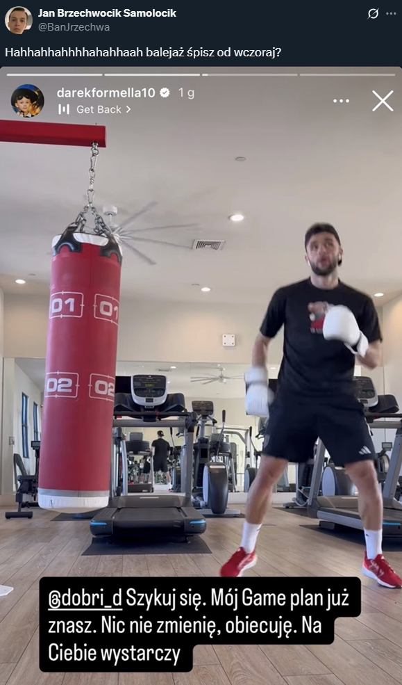 Dariusz Formella przygotowujący się na starcie z Dawidem Dobraszem... xD