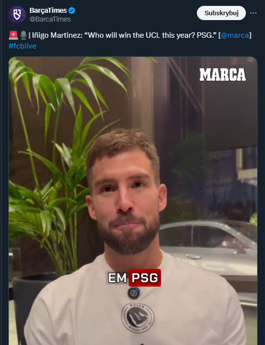 TYP Inigo Martineza na zwycięzcę Ligi Mistrzów!