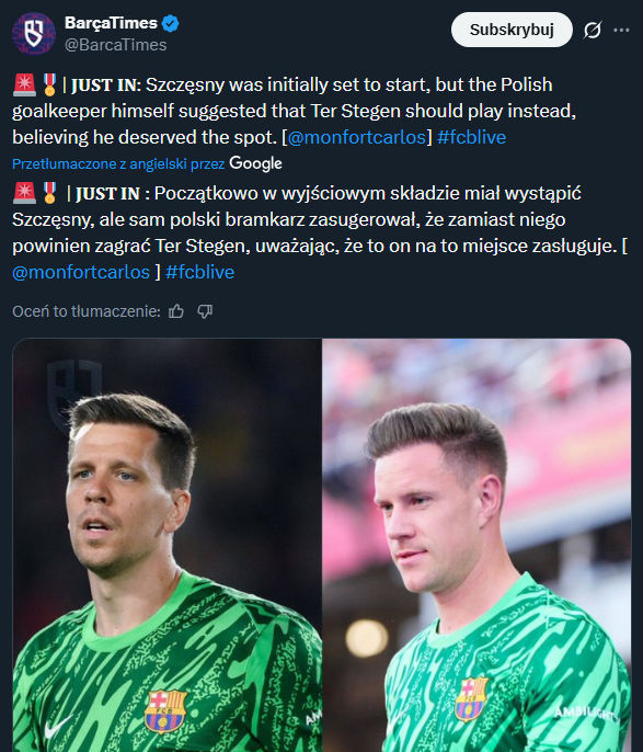 Zaskakujące doniesienia! Dlatego miał zagrać Ter Stegen zamiast Szczęsnego...