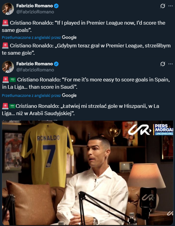 ODKLEJONE słowa Ronaldo o poziomie LaLigi i Premier League...