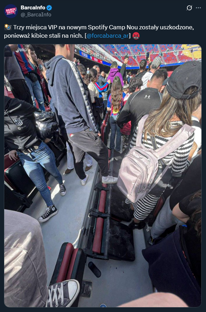 Kibice Barcelony uszkodzili miejsca VIP na nowym Camp Nou...