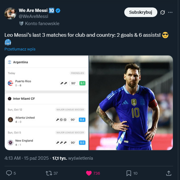 LICZBY Leo Messiego w ostatnich 3 meczach!