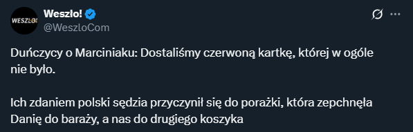 Tak Duńczycy piszą o Szymonie Marciniaku po meczu...