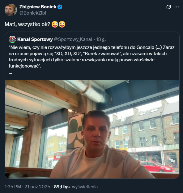 REAKCJA Zbigniewa Bońka na pomysł Mateusza Borka... :D