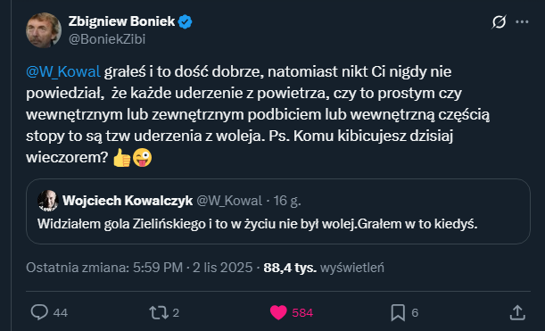 Zbigniew Boniek wyjaśnia ''Kowala'' nt. definicji woleja... :D