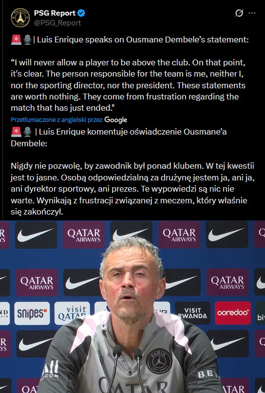 Luis Enrique reaguje na słowa Dembele po przegranym meczu!