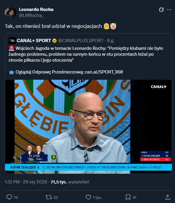 ODPOWIEDŹ Leonardo Rochy na słowa Wojciecha Jagody.... :D