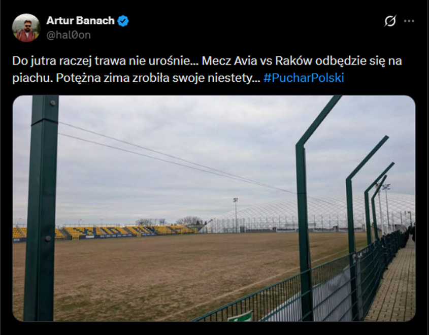 Na takim boisku zostanie rozegrany mecz Rakowa w Pucharze Polski...