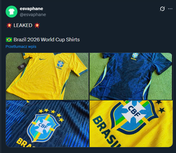 Tak mają wyglądać stroje Brazylii na Mundial 2026!