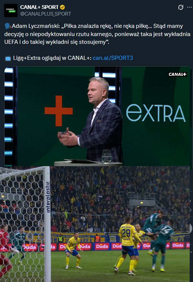 DLATEGO według Adama Lyczmańskiego nie było karnego dla Legii z Arką... xD