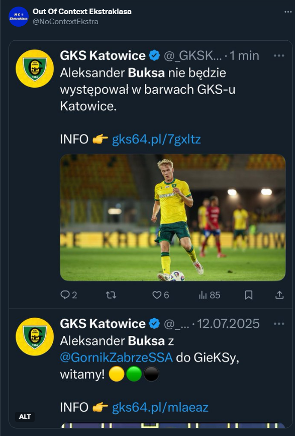 GKS Katowice wita Aleksandra Buksę i... żegna Aleksandra Buksę XD