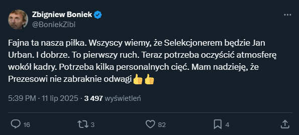 JUŻ WIE! Wymowny wpis Zbigniewa Bońka nt. nowego selekcjonera!