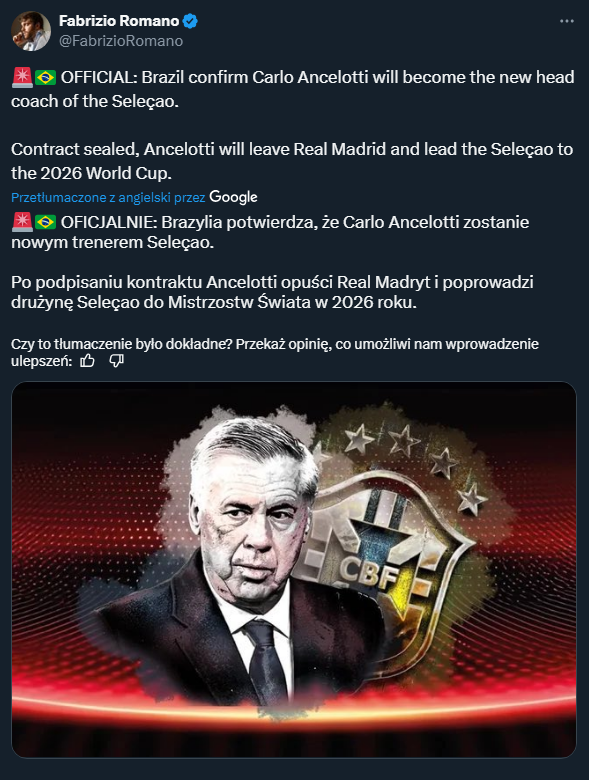 HERE WE GO! Carlo Ancelotti znalazł nowe miejsce pracy!