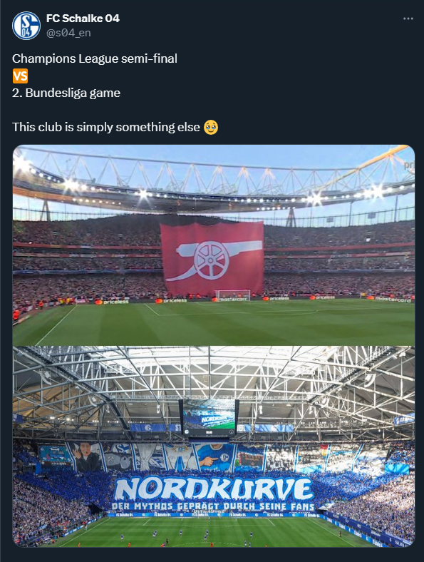 Schalke porównało oprawę swoich kibiców do Arsenalu... xD