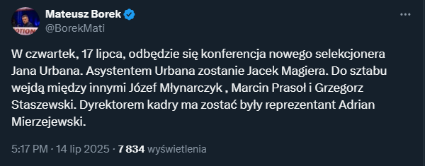 Mateusz Borek UJAWNIA DATĘ prezentacji nowego Selekcjonera!