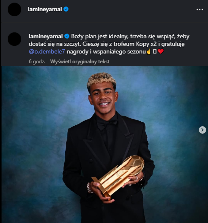 WIADOMOŚĆ Lamine Yamala po gali France Football!