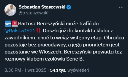 Bartosz Bereszyński może wrócić do Ekstraklasy!