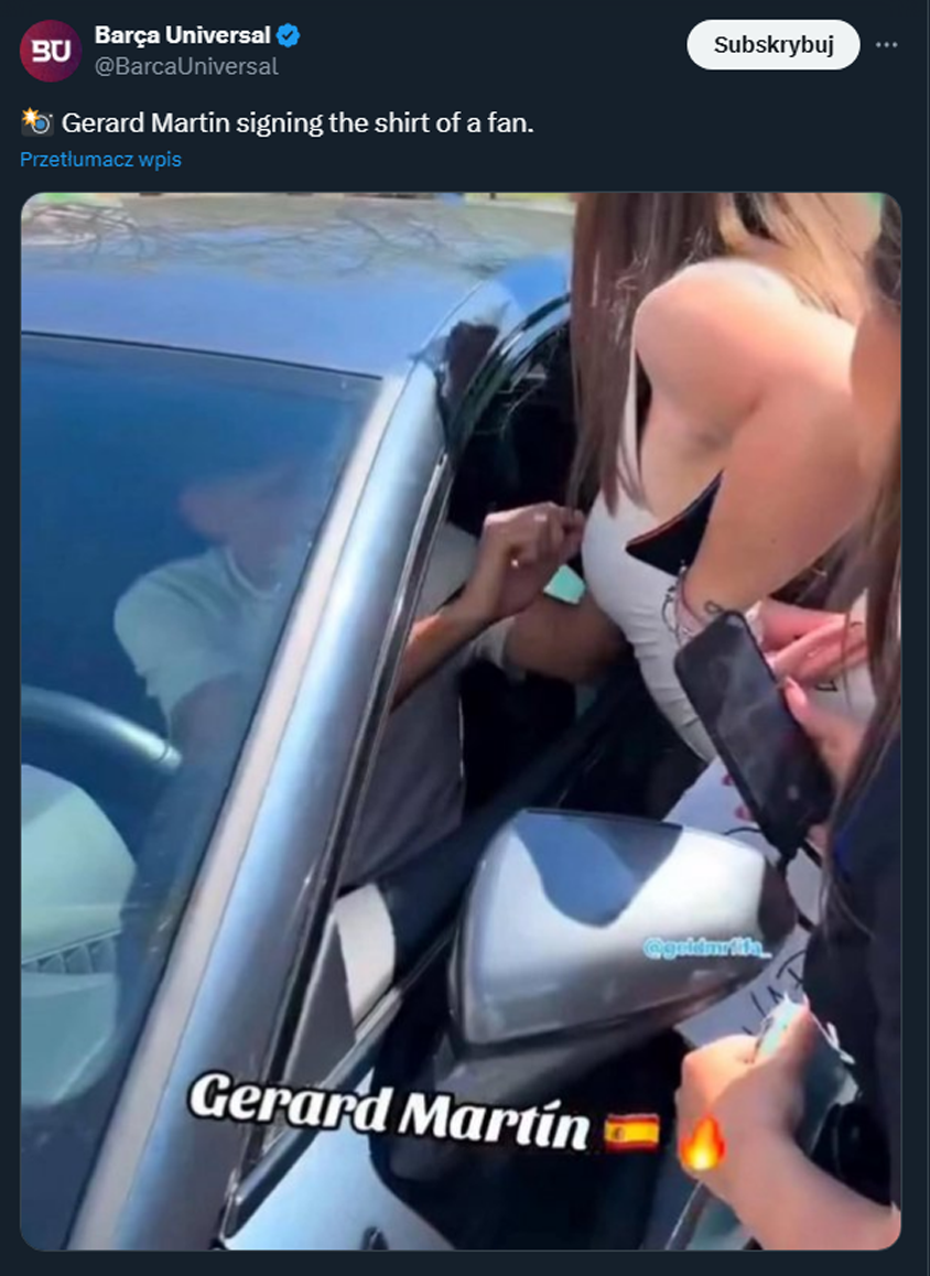 Gerard Martin dający autograf fance Barcelony... xD