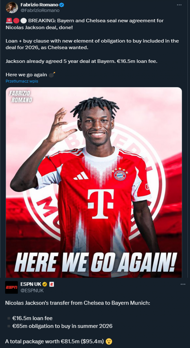 Nicolas Jackson przechodzi do Bayernu Monachium!