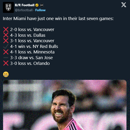 FATALNA seria wyników Interu Miami!