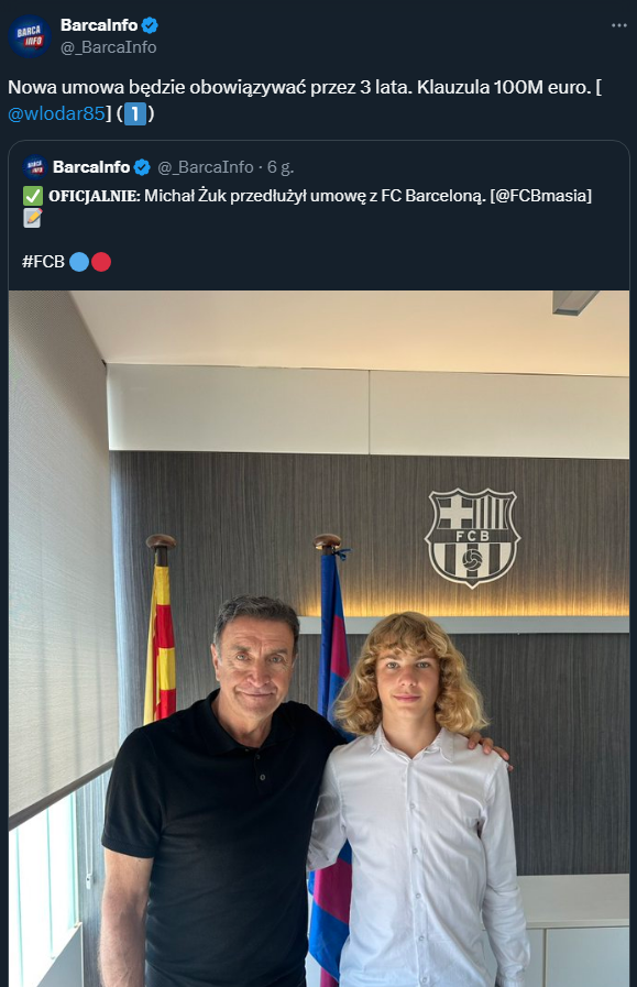 Taką KLAUZULĘ ma wpisaną Michał Żuk w nowym kontrakcie z Barceloną!