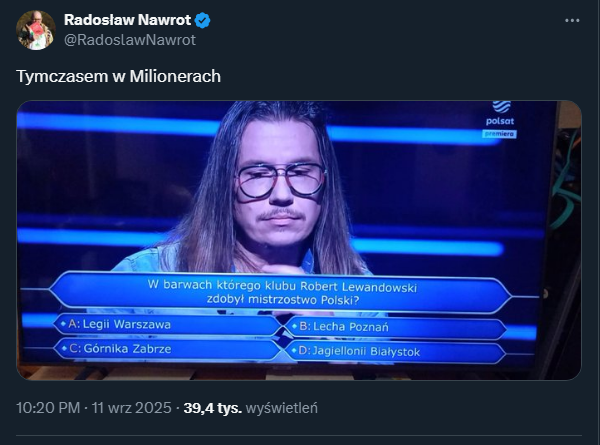 Piłkarskie pytanie w Milionerach!