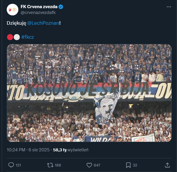 Taki transparent pojawił się na trybunie Lecha Poznań...