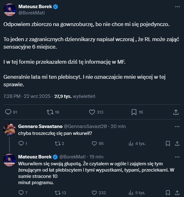 Mateusz Borek ODPOWIADA na krytykę