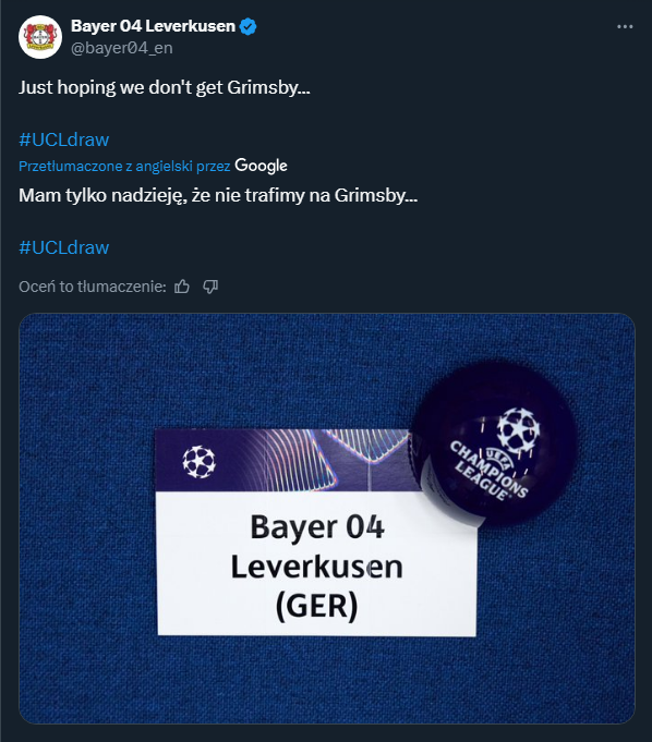 Bayer Leverkusen ciśnie bekę z Man United przed losowaniem LM... xD