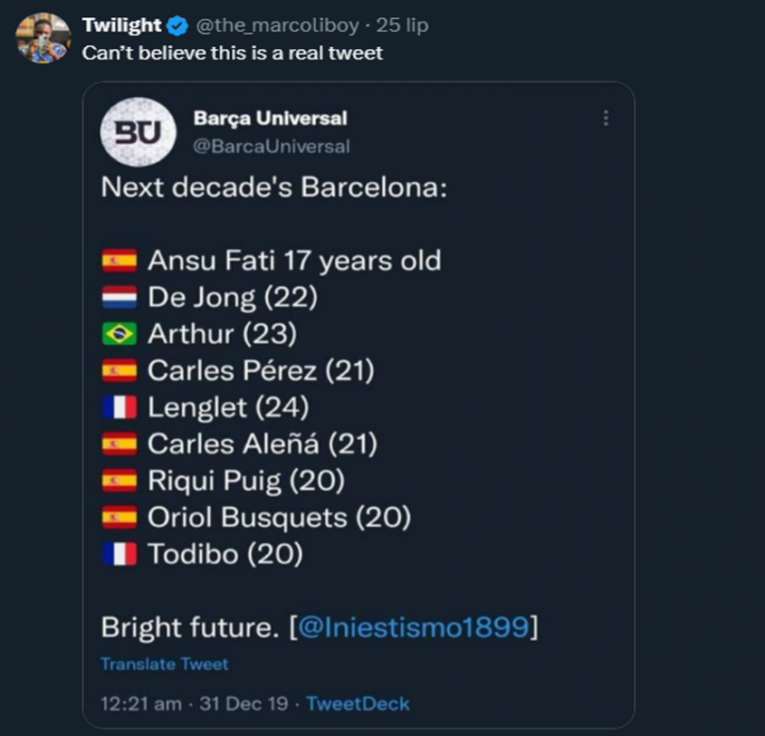 WPIS ''BarcaUniversal'' z 2019 roku nt. wielkich talentów Barcy... :D