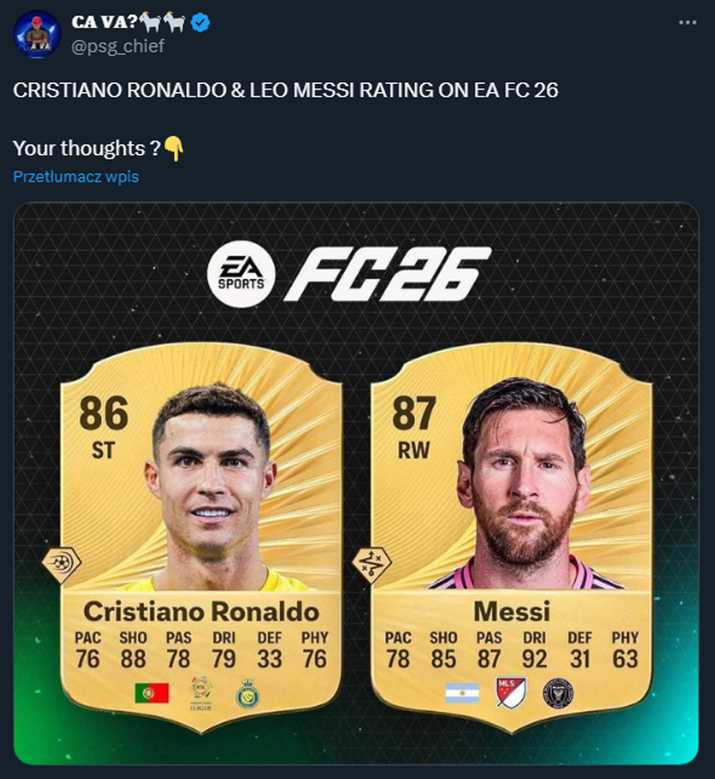 Karta Ronaldo i Messiego w grze EA FC 26!